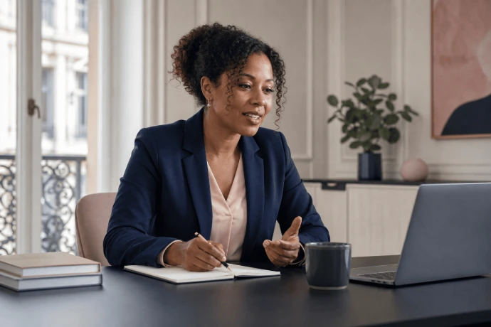 Conseillère retraite répondant aux questions d’un client à distance